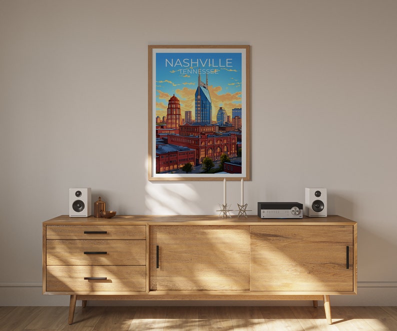 Nashville Travel Poster, Tennessee Wall Art, Tennesse Print, Nashville Poster, Tennessee Poster, City Poster, Nashville Art