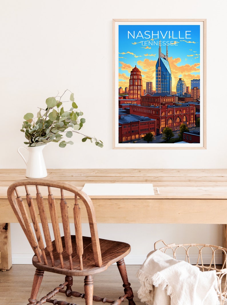 Nashville Travel Poster, Tennessee Wall Art, Tennesse Print, Nashville Poster, Tennessee Poster, City Poster, Nashville Art