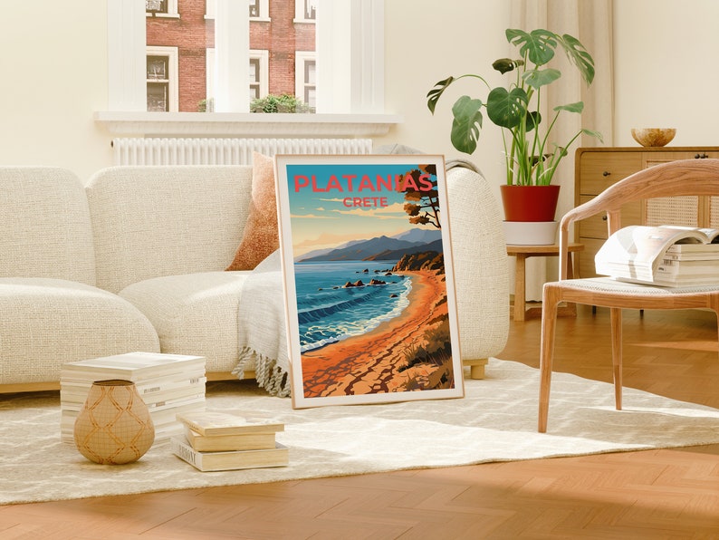 Platanias Travel Poster, Crete Wall Art, Cree Print, Platanias Poster, Greece Poster, Nature Poster, Platanias Art
