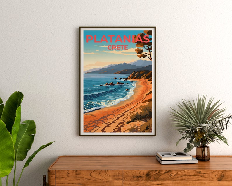 Platanias Travel Poster, Crete Wall Art, Cree Print, Platanias Poster, Greece Poster, Nature Poster, Platanias Art
