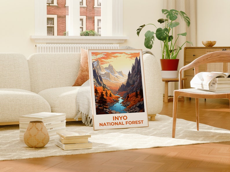 Affiche de voyage de la forêt nationale d'Inyo, art mural de Californie, impression de Californie, affiche de la forêt nationale d'Inyo, affiche de Californie, affiche de montagne