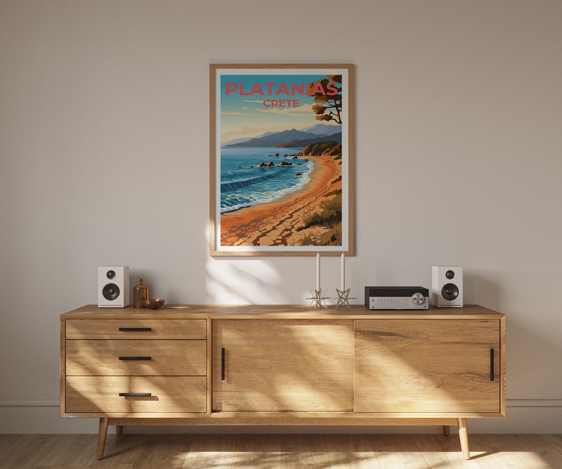 Platanias Travel Poster, Crete Wall Art, Cree Print, Platanias Poster, Greece Poster, Nature Poster, Platanias Art