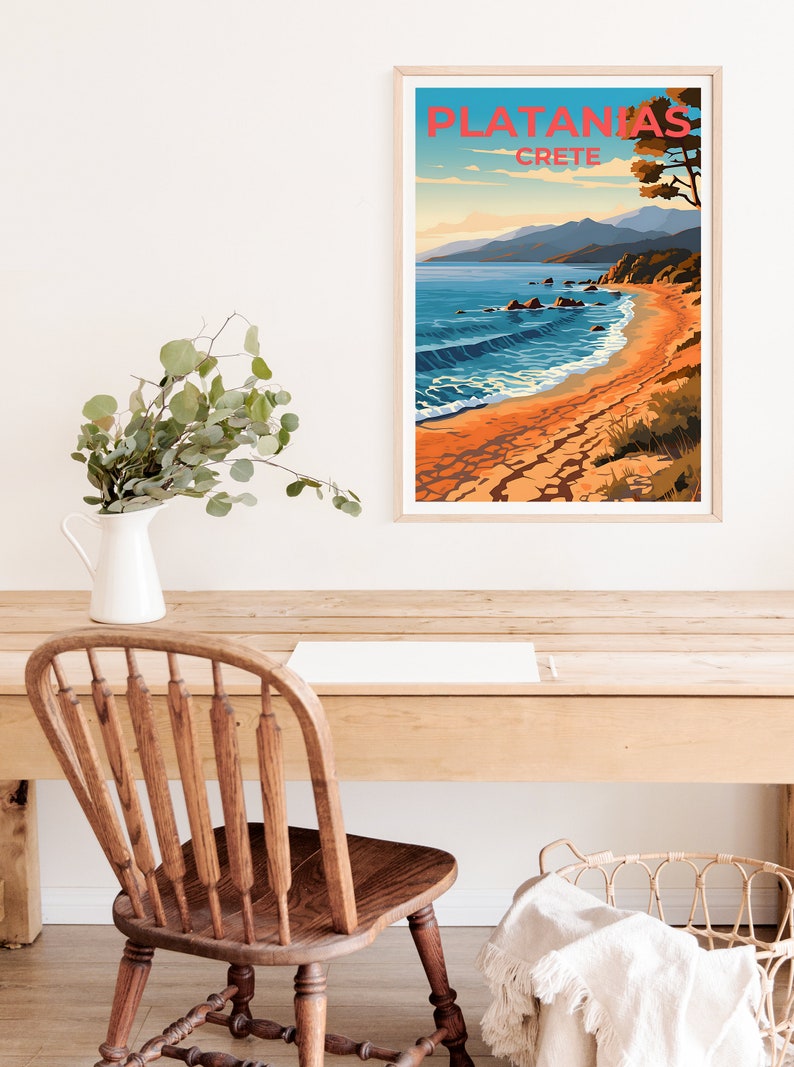 Platanias Travel Poster, Crete Wall Art, Cree Print, Platanias Poster, Greece Poster, Nature Poster, Platanias Art