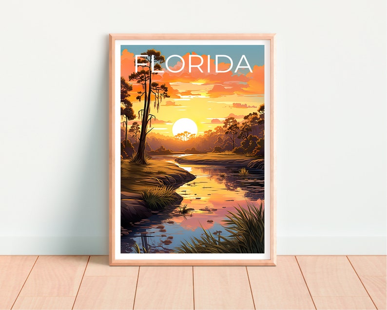 Florida Travel Poster, Florida Wall Art, Florida Print, Florida Poster, Everglades Poster, Nature Poster, Florida Art