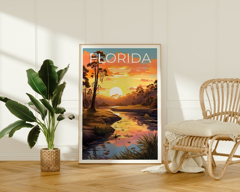 Florida Travel Poster, Florida Wall Art, Florida Print, Florida Poster, Everglades Poster, Nature Poster, Florida Art