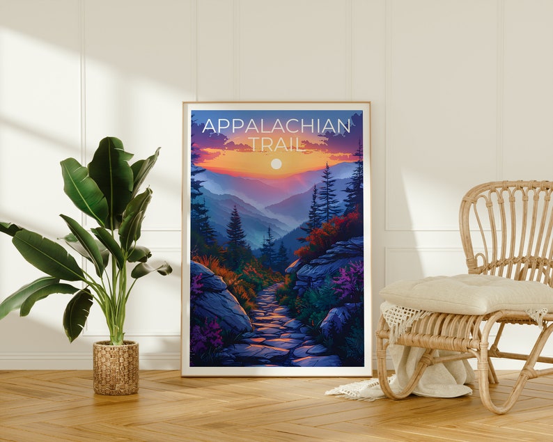 Appalachian Trail Poster, Appalachian Trail Print, Hiking Gift, Appalachia Print, Mountain Poster, Forest Poster