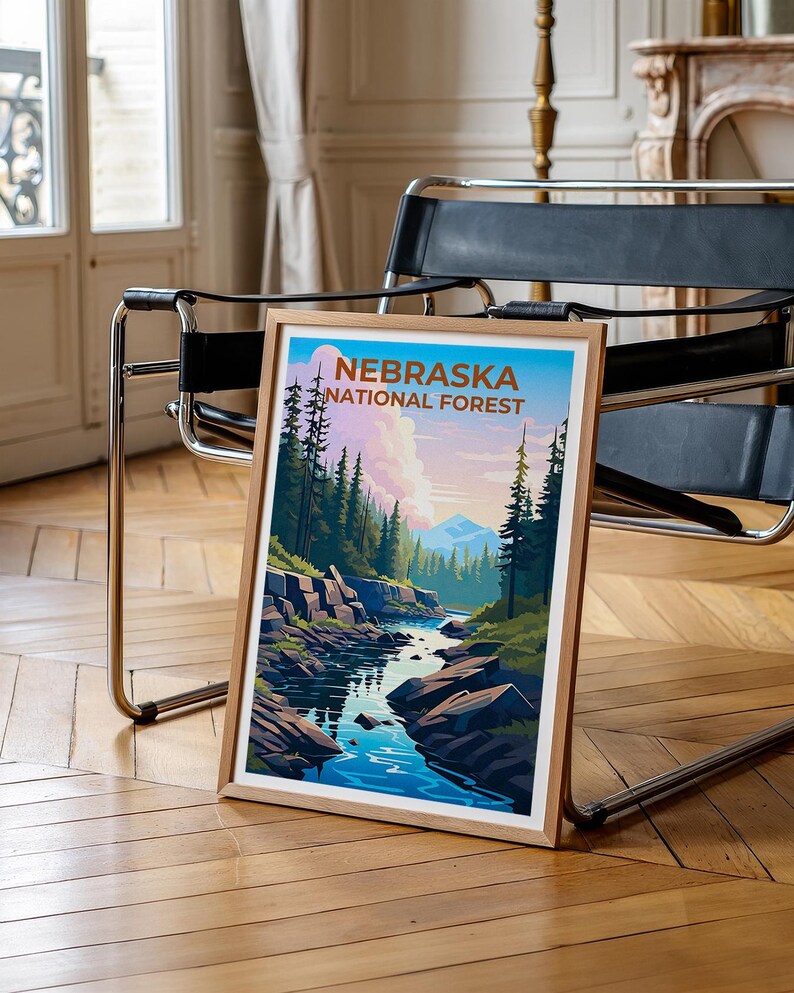 Nebraska National Forest Travel Print, Forest in Spring Poster, Midwest Wall Art, Nebraska Poster, Home Decor, Birthday Gift