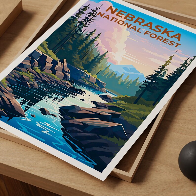Nebraska National Forest Travel Print, Forest in Spring Poster, Midwest Wall Art, Nebraska Poster, Home Decor, Birthday Gift