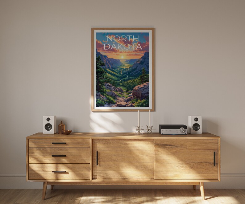 Affiche de voyage du Dakota du Nord, art mural du Dakota du Nord, impression du Dakota du Nord, affiche du Dakota du Nord, affiche de forĂȘt, affiche de nature, art du Dakota du Nord