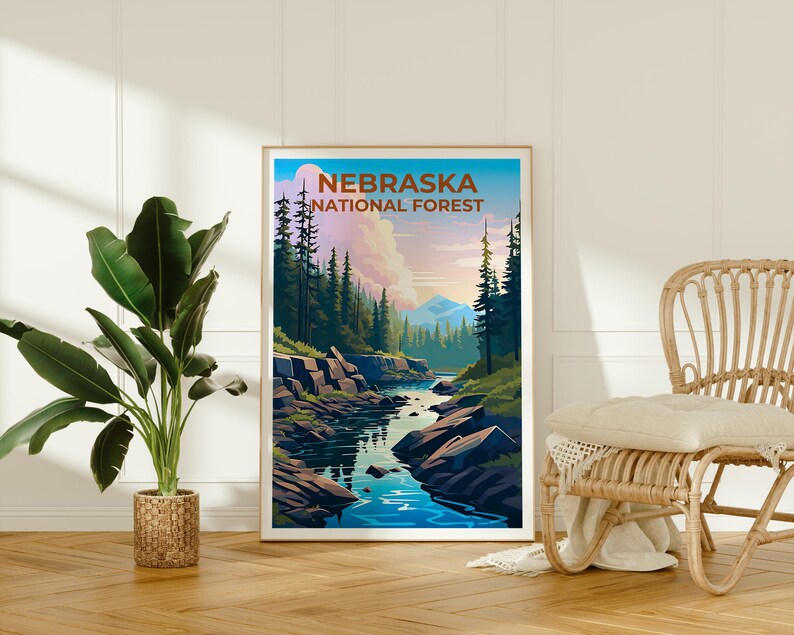 Nebraska National Forest Travel Print, Forest in Spring Poster, Midwest Wall Art, Nebraska Poster, Home Decor, Birthday Gift