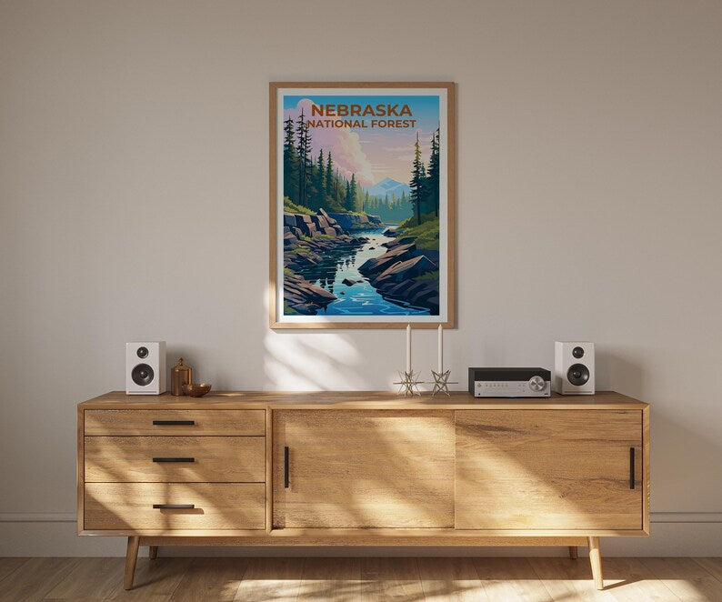 Nebraska National Forest Travel Print, Forest in Spring Poster, Midwest Wall Art, Nebraska Poster, Home Decor, Birthday Gift