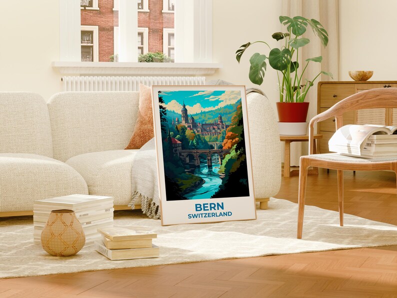 Bern Travel Print Switzerland Poster Swiss Alps Wall Art Forest Illustration Bern Poster Home Decor Birthday Gift