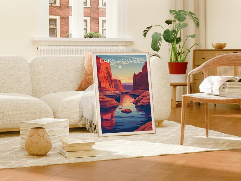 Lake Powell Travel Print, Utah Poster, Arizona Wall Art, Lake Powell Poster, Home Decor, Birthday Gift