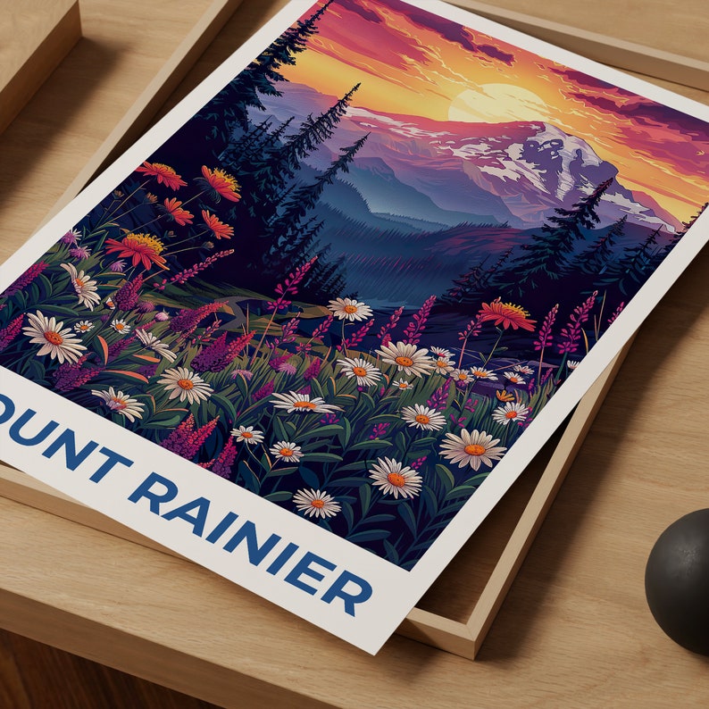 Affiche du mont Rainier, Impression du mont Rainier, Affiche de Washington, Affiche du parc national du mont Rainier, Impression de Washington