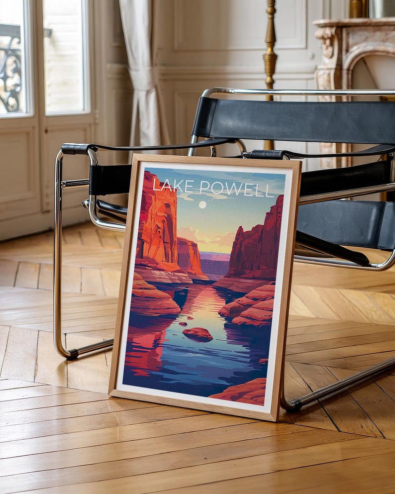 Lake Powell Travel Print, Utah Poster, Arizona Wall Art, Lake Powell Poster, Home Decor, Birthday Gift