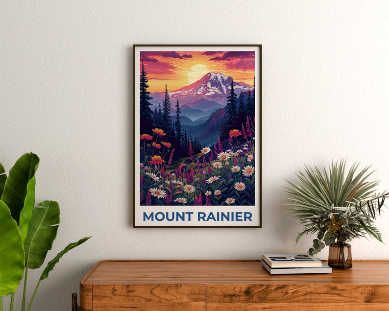 Affiche du mont Rainier, Impression du mont Rainier, Affiche de Washington, Affiche du parc national du mont Rainier, Impression de Washington