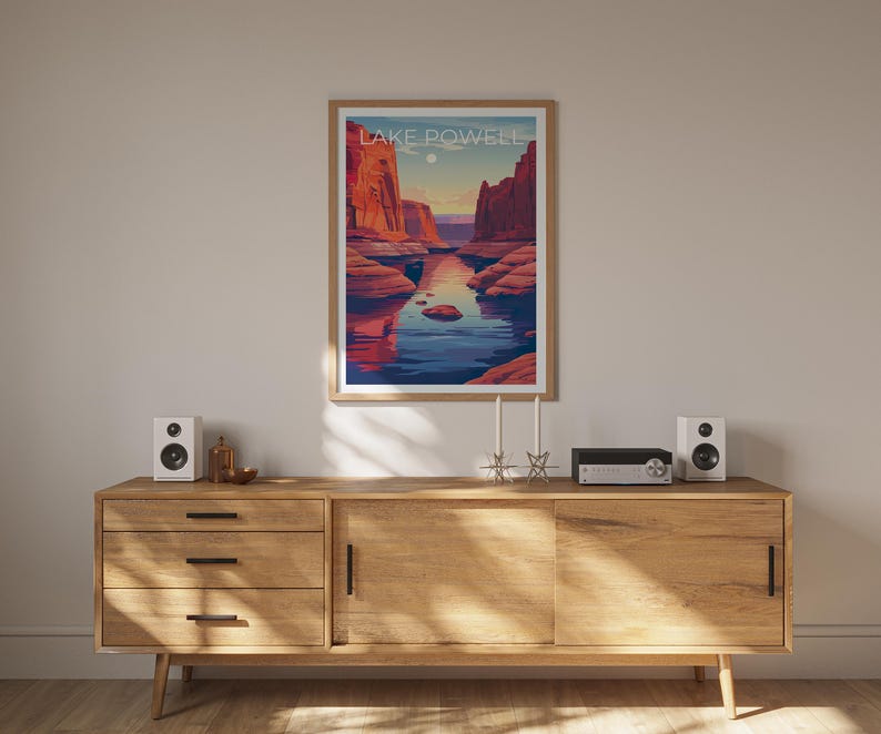 Lake Powell Travel Print, Utah Poster, Arizona Wall Art, Lake Powell Poster, Home Decor, Birthday Gift