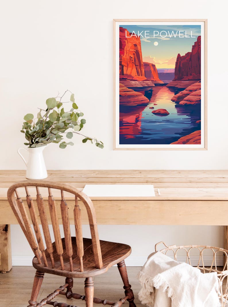 Lake Powell Travel Print, Utah Poster, Arizona Wall Art, Lake Powell Poster, Home Decor, Birthday Gift