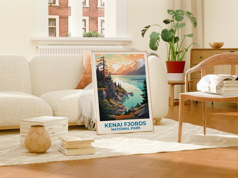 Kenai Fjords Poster, Alaska Print, National Park Poster, Mountain Print, Kenai Fjords Print, Forest Poster, Alaska Art