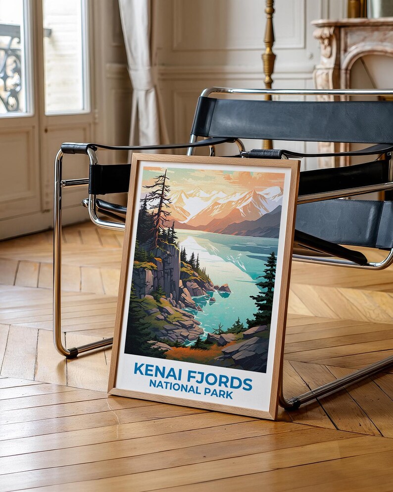 Kenai Fjords Poster, Alaska Print, National Park Poster, Mountain Print, Kenai Fjords Print, Forest Poster, Alaska Art