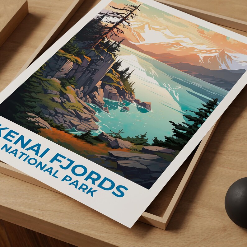 Kenai Fjords Poster, Alaska Print, National Park Poster, Mountain Print, Kenai Fjords Print, Forest Poster, Alaska Art