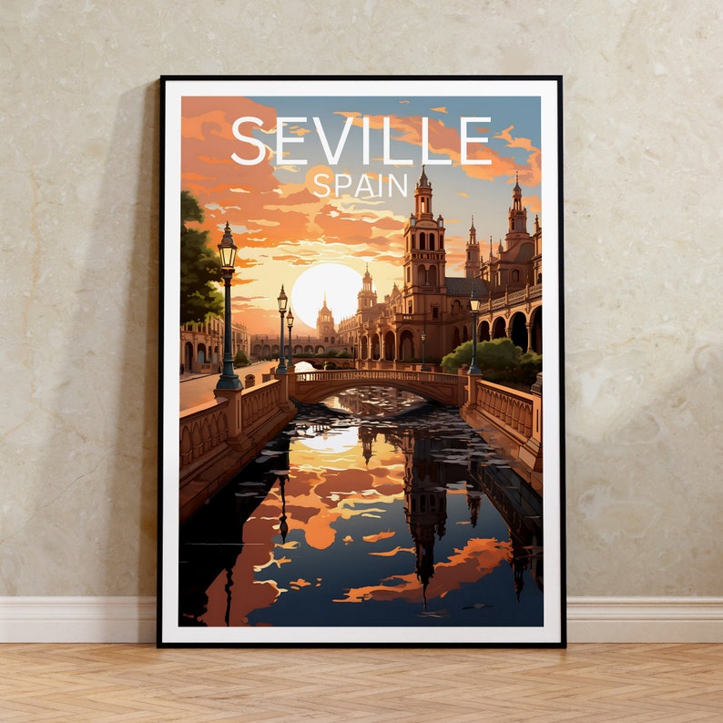 Seville Travel Poster, Spain Wall Art, Spain Print, Seville Poster, Spain Poster, City Poster, Seville Art