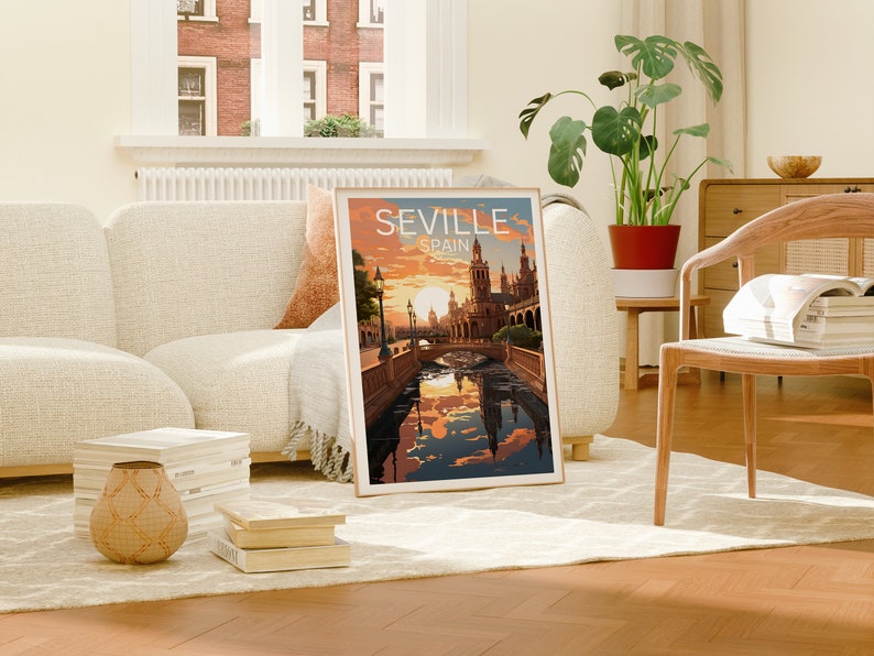 Seville Travel Poster, Spain Wall Art, Spain Print, Seville Poster, Spain Poster, City Poster, Seville Art