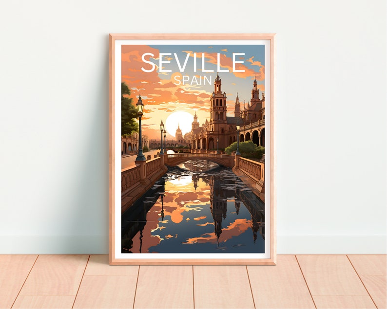 Seville Travel Poster, Spain Wall Art, Spain Print, Seville Poster, Spain Poster, City Poster, Seville Art