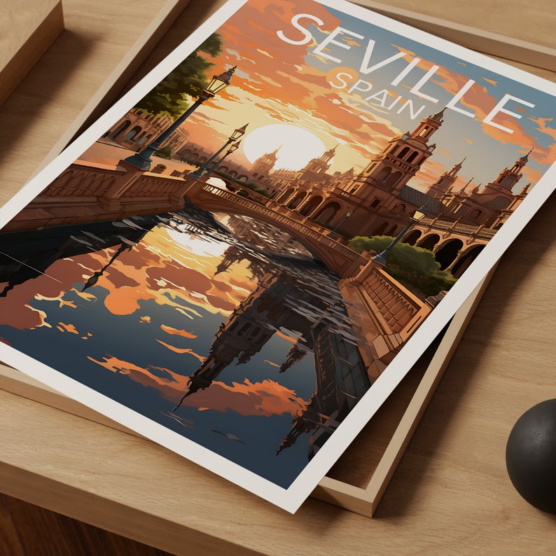 Seville Travel Poster, Spain Wall Art, Spain Print, Seville Poster, Spain Poster, City Poster, Seville Art