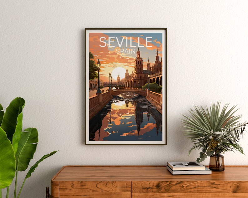 Seville Travel Poster, Spain Wall Art, Spain Print, Seville Poster, Spain Poster, City Poster, Seville Art