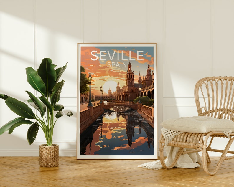 Seville Travel Poster, Spain Wall Art, Spain Print, Seville Poster, Spain Poster, City Poster, Seville Art