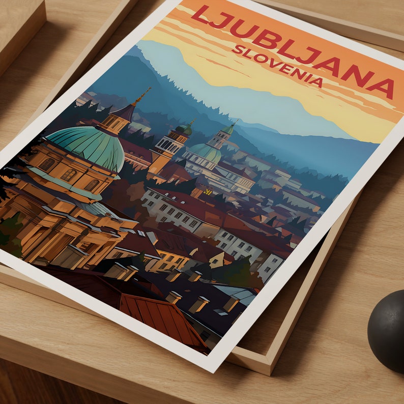 Ljubljana Travel Poster, Slovenia Wall Art, Slovenia Print, Ljubljana Poster, City Bridge Poster, Europe Poster, Ljubljana Art