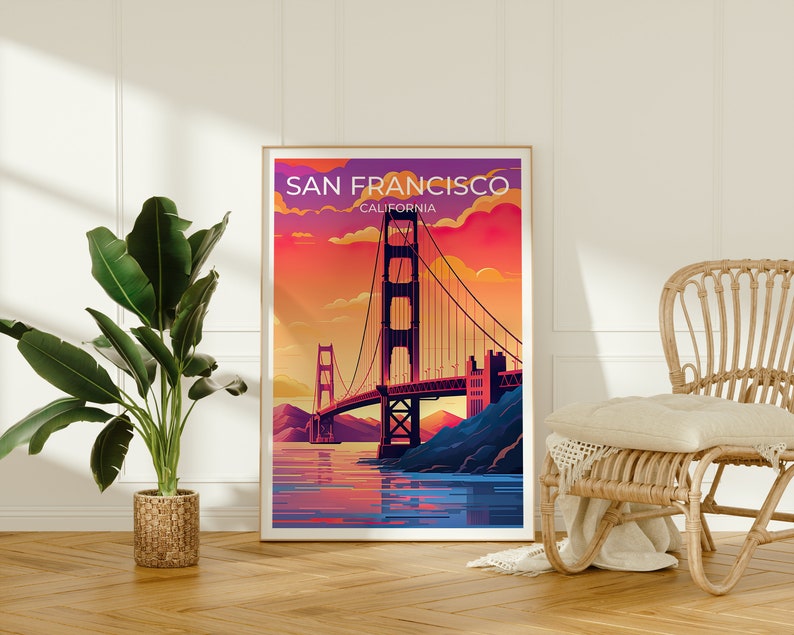 San Francisco Travel Poster, California Art, San Francisco Poster, Golden Gate Bridge Poster, Cali Poster, Poster Art, Wall Decor