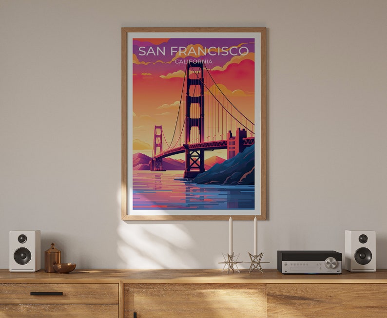 San Francisco Travel Poster, California Art, San Francisco Poster, Golden Gate Bridge Poster, Cali Poster, Poster Art, Wall Decor