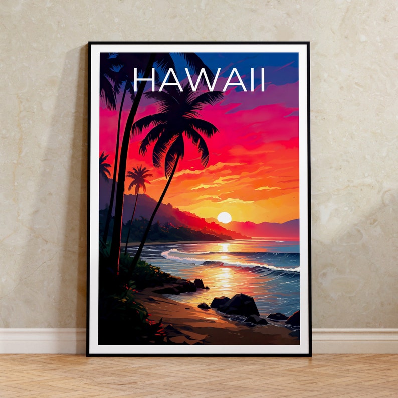 Hawaii Poster, Hawaii Print, Beach Poster, Hawaii Island Print, Hawaii Travel Poster, Tropical Island Poster, Hawaii Gift