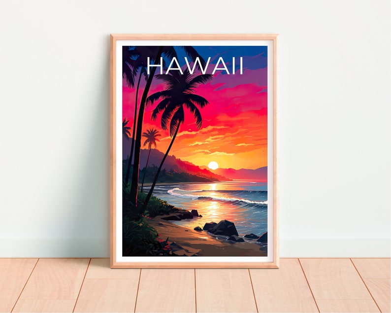 Hawaii Poster, Hawaii Print, Beach Poster, Hawaii Island Print, Hawaii Travel Poster, Tropical Island Poster, Hawaii Gift