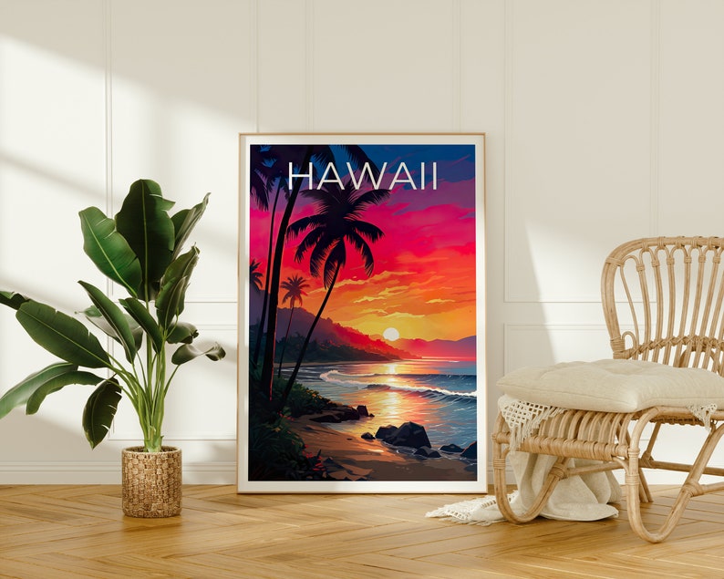Hawaii Poster, Hawaii Print, Beach Poster, Hawaii Island Print, Hawaii Travel Poster, Tropical Island Poster, Hawaii Gift