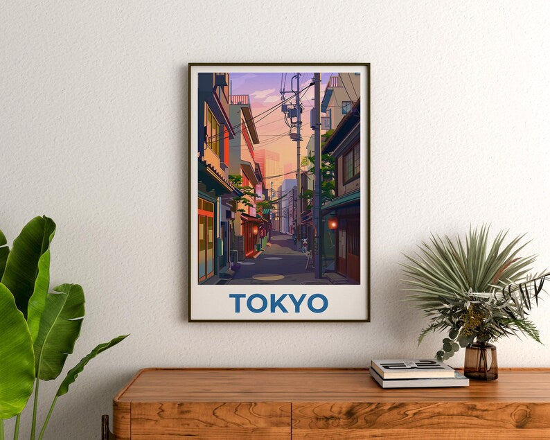 Tokyo Poster, Japan Travel Print, Japanese Street Art, Tokyo Japan Illustration, Cityscape Poster, Home Decor, Birthday Gift