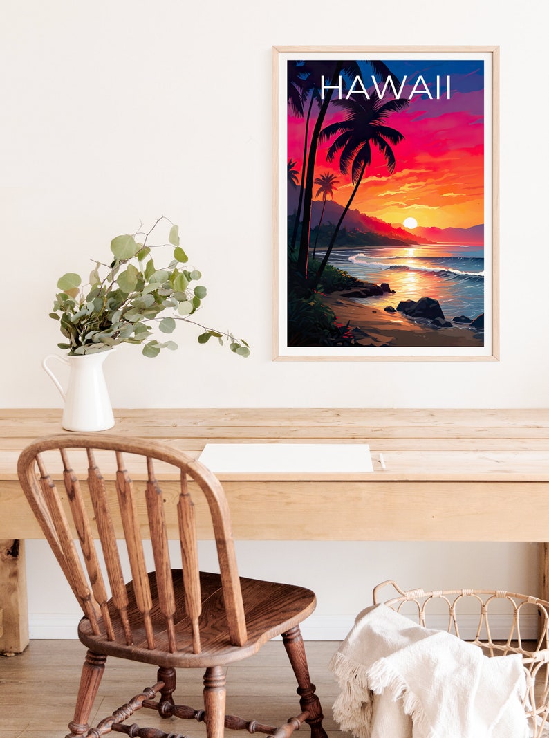 Hawaii Poster, Hawaii Print, Beach Poster, Hawaii Island Print, Hawaii Travel Poster, Tropical Island Poster, Hawaii Gift
