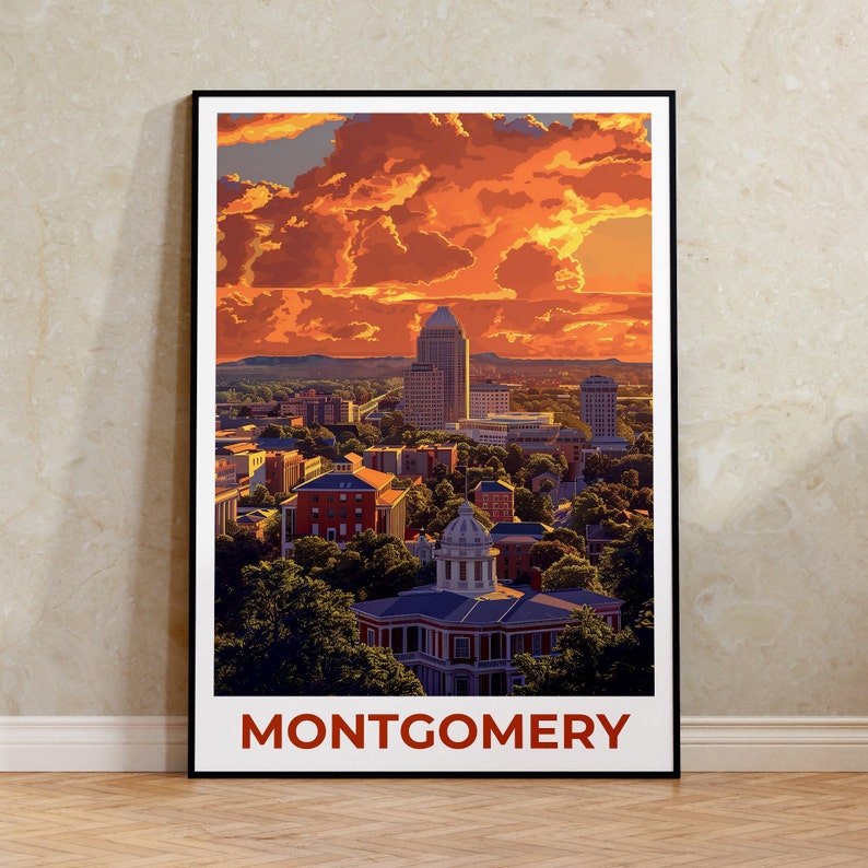 Montgomery Poster, Montgomery Print, Alabama Poster, Alabama Print, Montgomery Travel Poster, Alabama Art, Montgomery Art