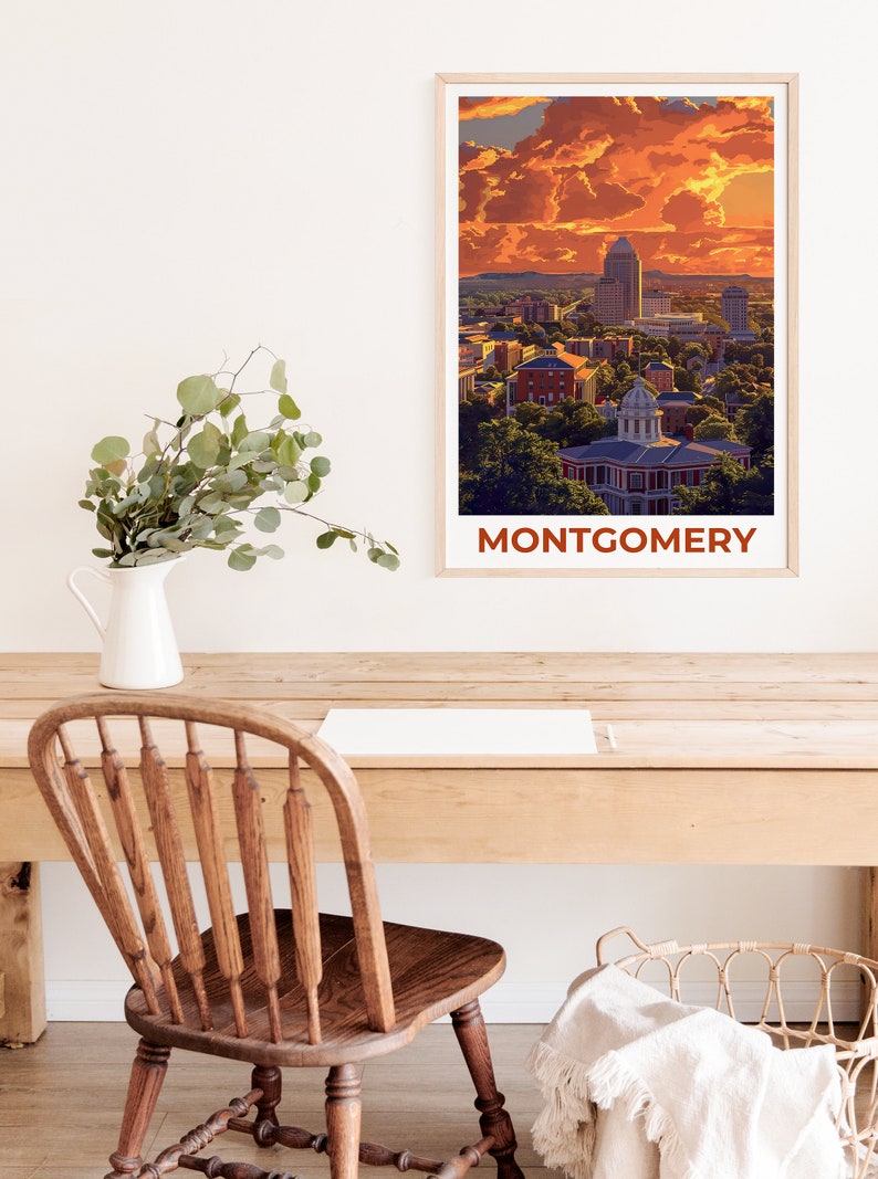 Montgomery Poster, Montgomery Print, Alabama Poster, Alabama Print, Montgomery Travel Poster, Alabama Art, Montgomery Art