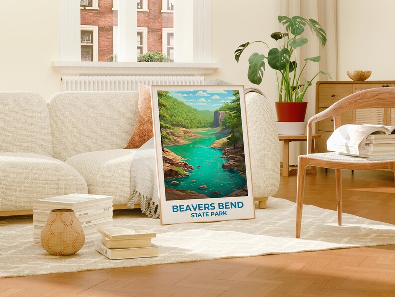 Beavers Bend State Park Travel Print, Oklahoma Poster, Forest Wall Art, Beavers Bend Poster, Home Decor, Birthday Gift