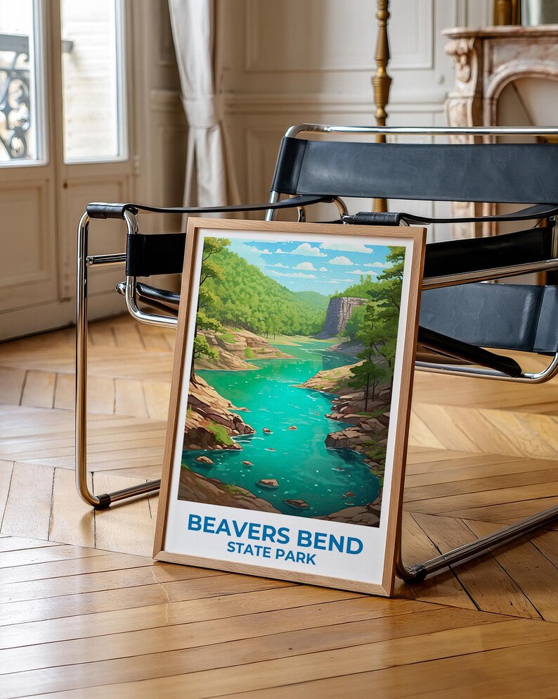 Beavers Bend State Park Travel Print, Oklahoma Poster, Forest Wall Art, Beavers Bend Poster, Home Decor, Birthday Gift