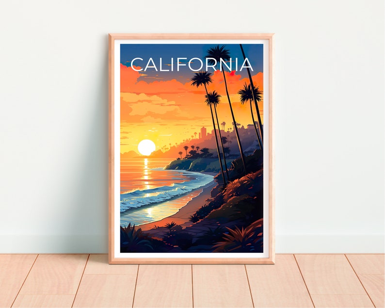 Affiche de voyage en Californie, art mural de plage, impression de plage, affiche de Californie, affiche de plage, affiche de nature, art de Californie