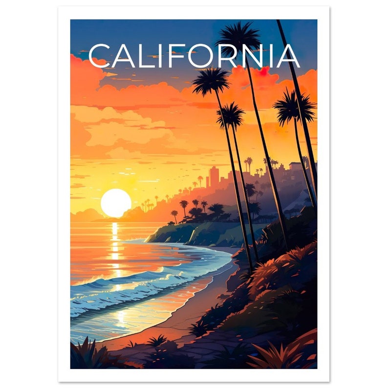 Affiche de voyage en Californie, art mural de plage, impression de plage, affiche de Californie, affiche de plage, affiche de nature, art de Californie