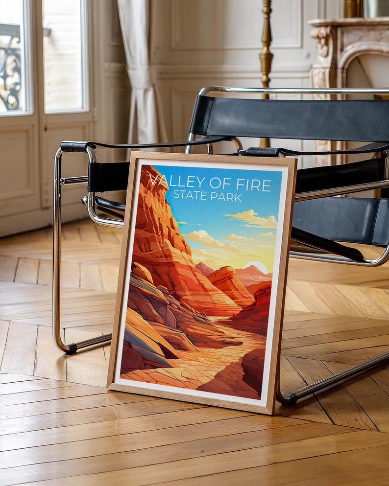 Valley of Fire State Park Travel Print Nevada Poster Canyon Wall Art Valley of Fire Poster Home Decor Birthday Gift