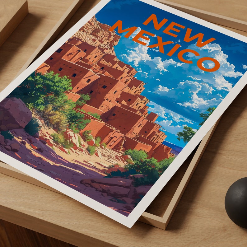 Affiche de voyage du Nouveau-Mexique, art mural de Taos, impression de Taos, affiche du Nouveau-Mexique, affiche de Taos, art du Nouveau-Mexique