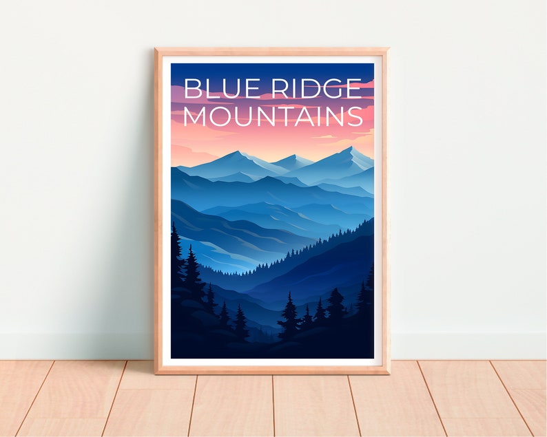 Blue Ridge Travel Poster, Nature Art, Nature Print, Blue Ridge Poster, Mountain Poster