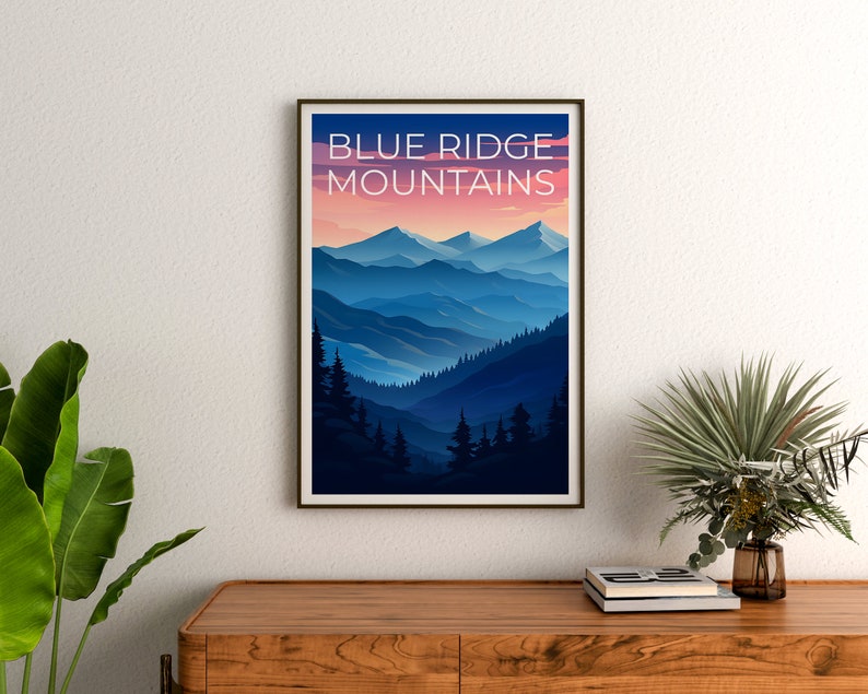 Blue Ridge Travel Poster, Nature Art, Nature Print, Blue Ridge Poster, Mountain Poster
