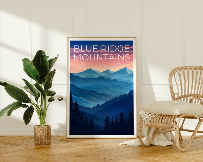 Blue Ridge Travel Poster, Nature Art, Nature Print, Blue Ridge Poster, Mountain Poster